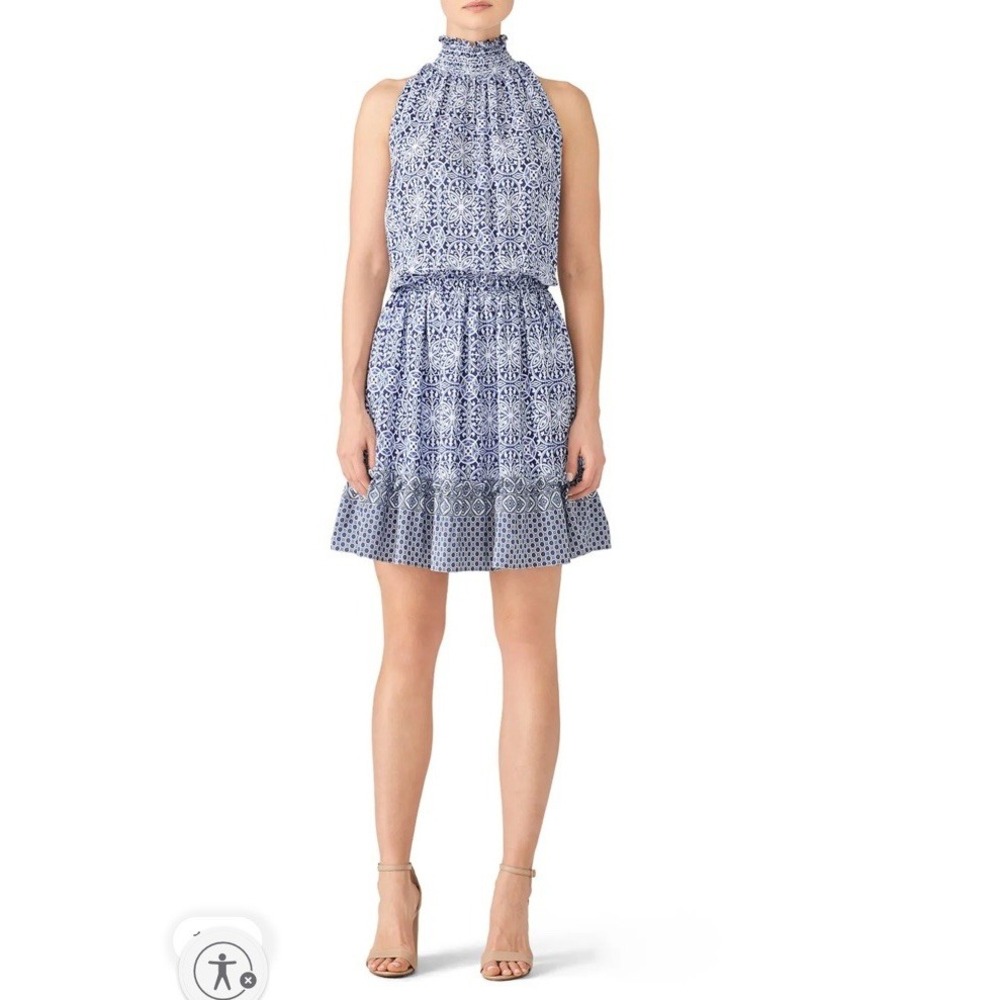 Shoshanna Beatrice Blouson Dress Size 2 Blue‎ Sleeveless Silky